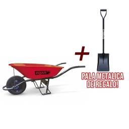 Carretilla 75L rueda solida 14"x3" Premium + Pala Metlica de Regalo