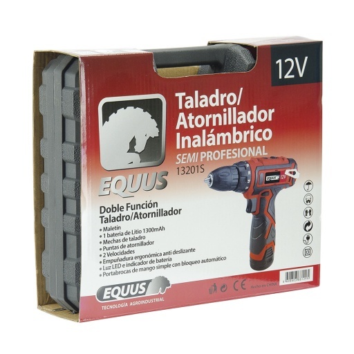 Taladro Atornillador Inalmbrico Equus 12V / Sin percutor - Con Maletn, 2 bateras y Accesorios