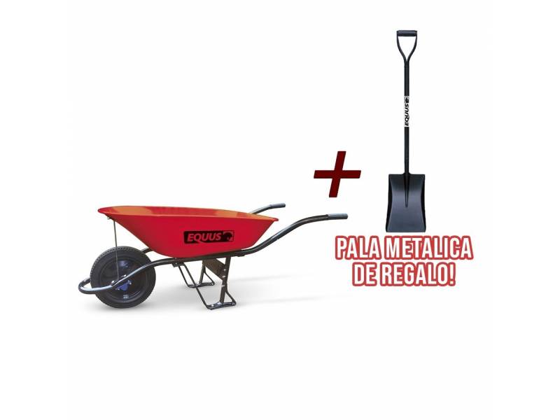 Carretilla 75L rueda solida 14"x3" Premium + Pala Metlica de Regalo